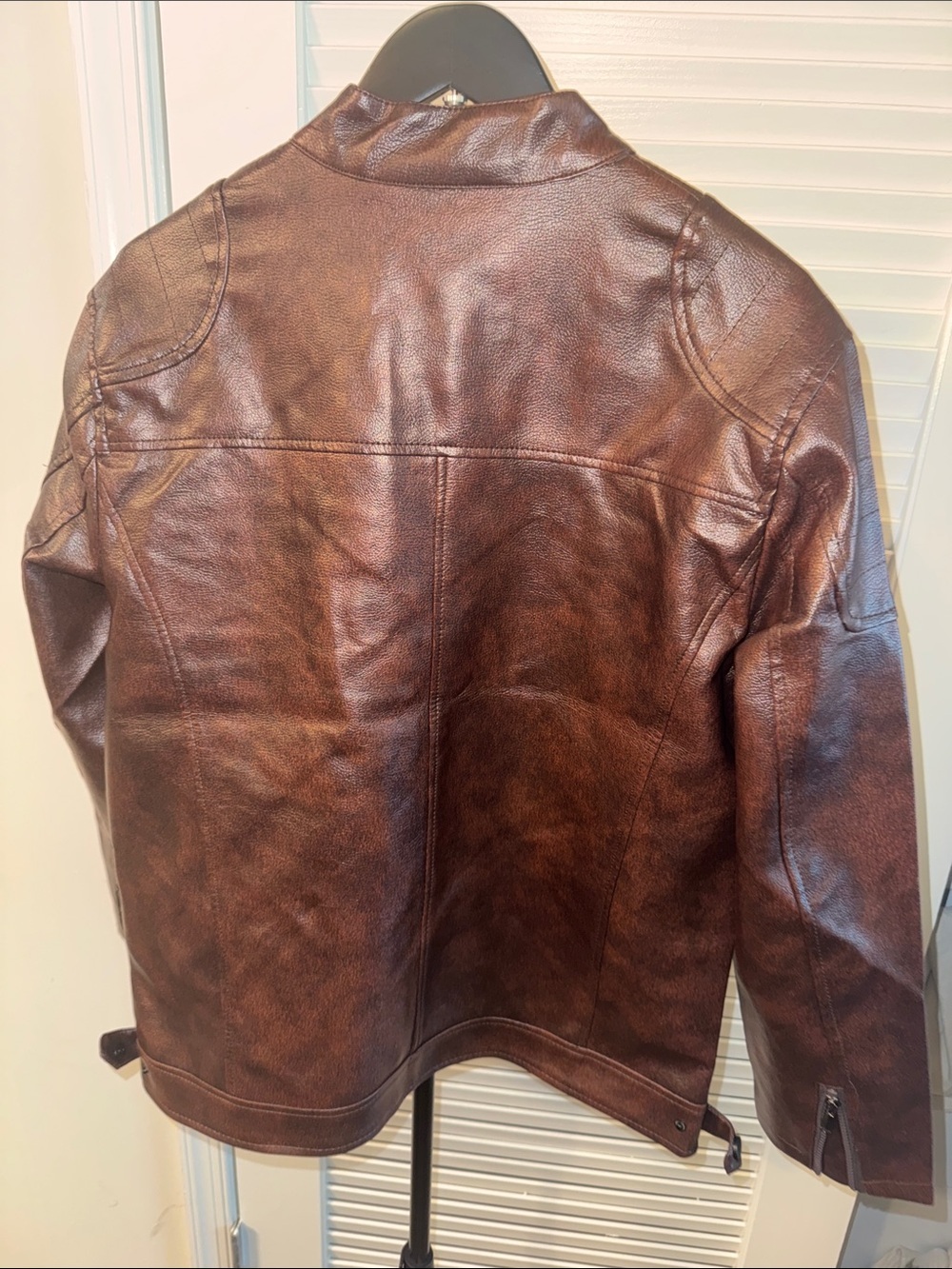 New! Brown Vegan Leather Zip-Front Jacket - Picture 2 of 3